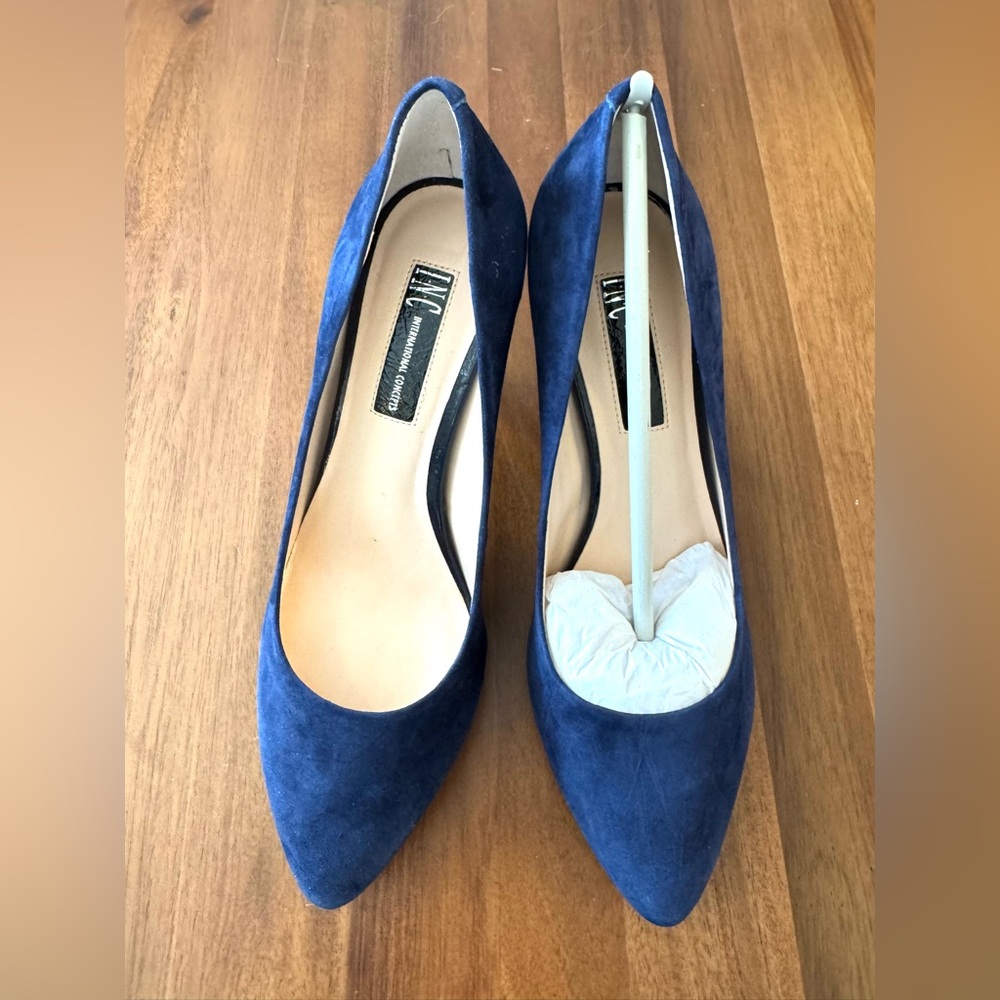 INC International Concepts Navy Suede Pointed Toe Heels - Picture 7 of 11